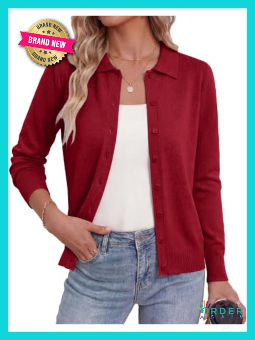 Lightweight Button Down Lapel Collar Knit Cardigan Long Sleeve Sweater